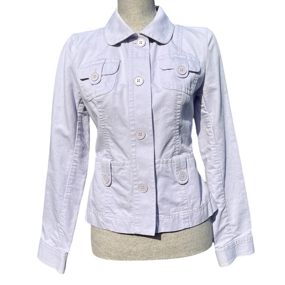 LOFT Jackets & Blazers - Ann Taylor LOFT Lavender Purple Cotton Peplum Jacket Size 4